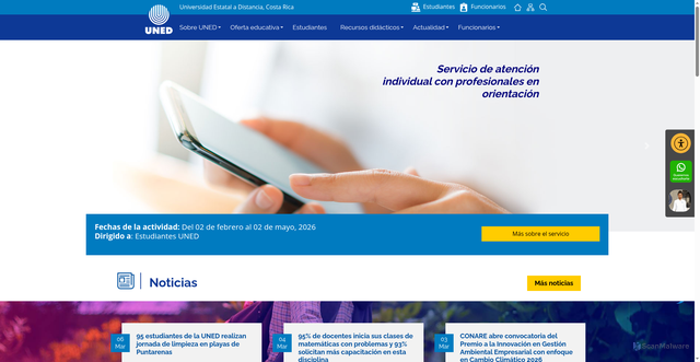 Security scan screenshot of https://uned.ac.cr