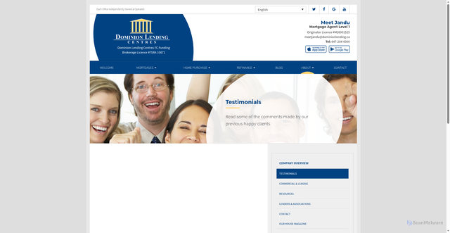 Security scan screenshot of https://mortgagewithmeet.ca/about/client-testimonials/