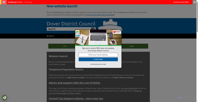 Security scan screenshot of https://www.dover.gov.uk/Home.aspx