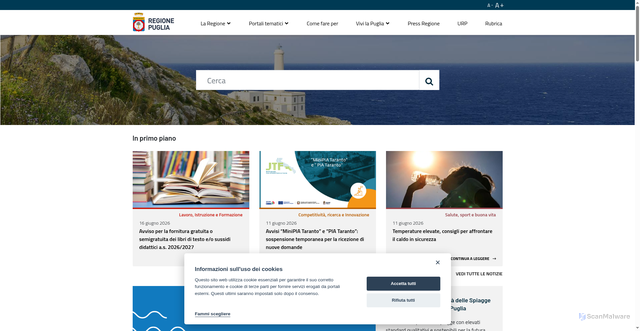 Security scan screenshot of https://www.regione.puglia.it