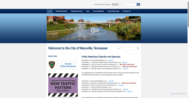 Security scan screenshot of https://www.maryvillegov.com/