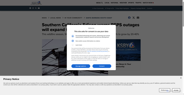 Security scan screenshot of https://www.ksby.com/santa-barbara-south-coast/southern-california-edison-warns-psps-outages-will-expand-to-new-areas