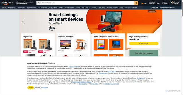 Security scan screenshot of https://amazon.me