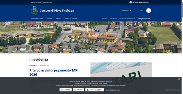 Security scan screenshot of https://www.comune.pieve-fissiraga.lo.it