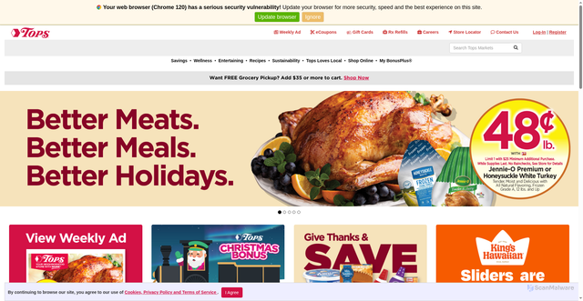 Security scan screenshot of https://www.topsmarkets.com/
