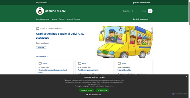 Security scan screenshot of https://www.comune.leivi.ge.it/it