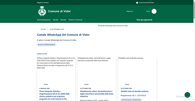 Security scan screenshot of https://www.comune.vidor.tv.it/it