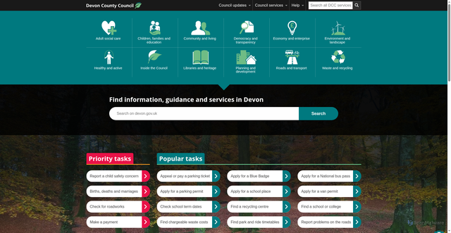 Security scan screenshot of https://www.devon.gov.uk/
