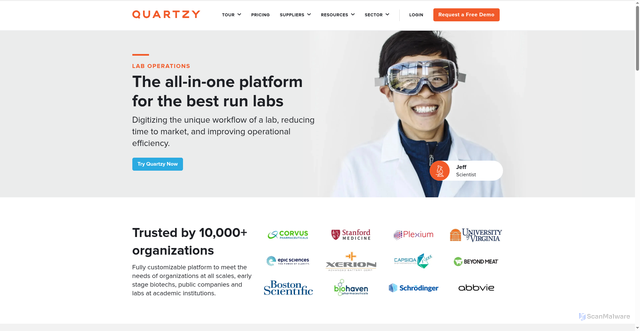 Security scan screenshot of https://quartzy.com