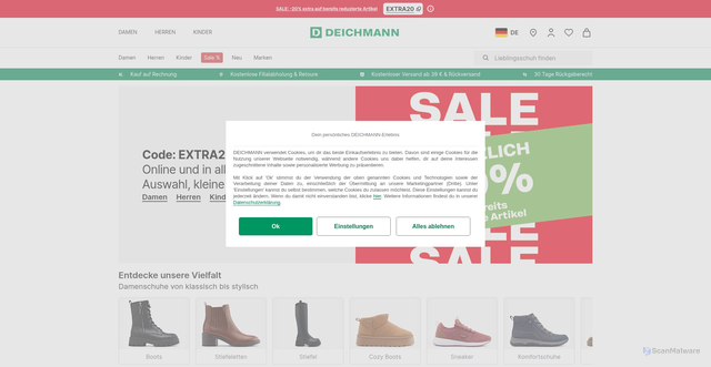 Security scan screenshot of https://deichmann.com