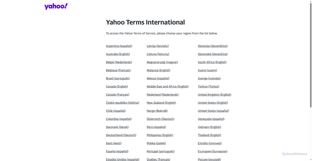 Security scan screenshot of https://legal.yahoo.com