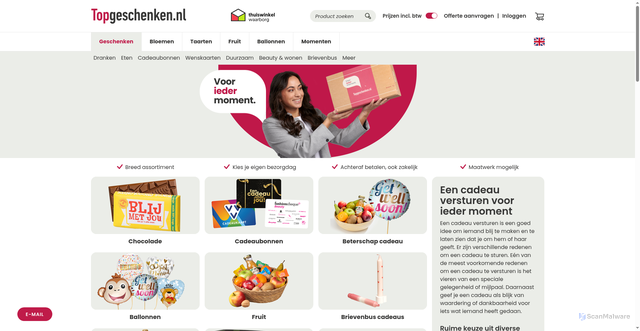 Security scan screenshot of https://topgeschenken.nl