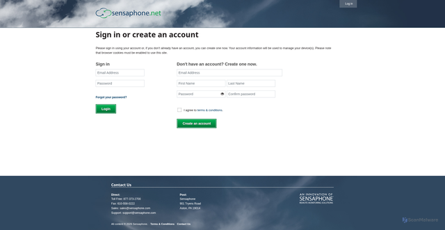 Security scan screenshot of https://sensaphone.net