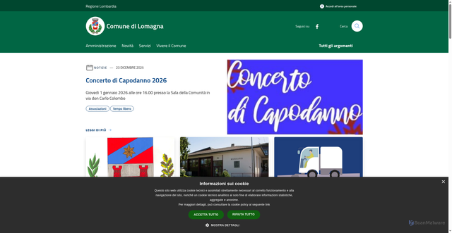 Security scan screenshot of https://www.comune.lomagna.lc.it/it