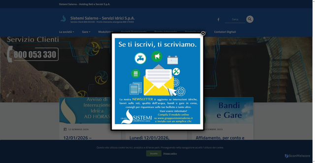 Security scan screenshot of https://serviziidrici.grupposistemisalerno.it/