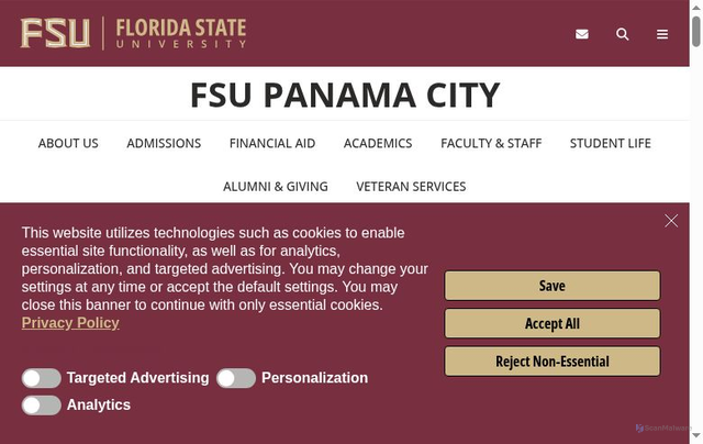 Security scan screenshot of https://pc.fsu.edu/