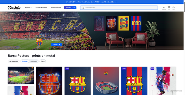 Security scan screenshot of https://displate.com/licensed/barca