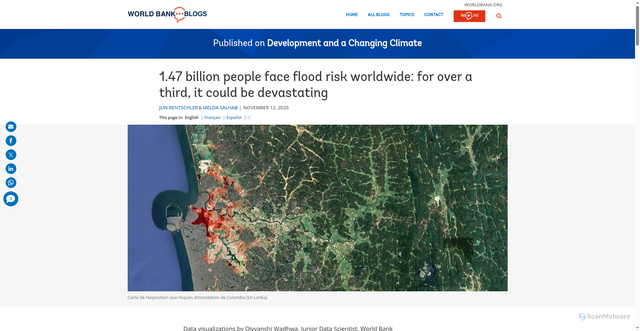 Security scan screenshot of https://blogs.worldbank.org/en/climatechange/147-billion-people-face-flood-risk-worldwide-over-third-it-could-be-devastating