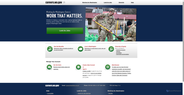 Security scan screenshot of https://careers.wa.gov/