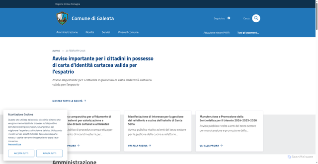 Security scan screenshot of https://www.comune.galeata.fc.it/