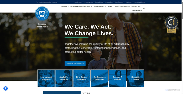 Security scan screenshot of https://humanservices.arkansas.gov