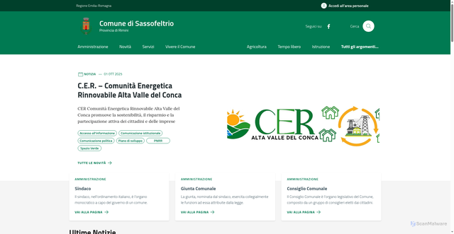 Security scan screenshot of https://comune.sassofeltrio.rn.it/