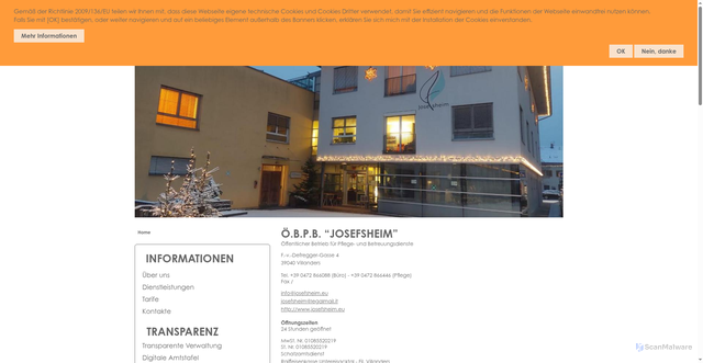 Security scan screenshot of http://www.josefsheim.eu/de
