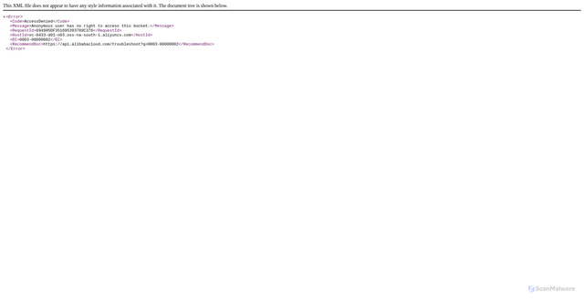 Security scan screenshot of https://vc-0433-d01-n03.oss-na-south-1.aliyuncs.com