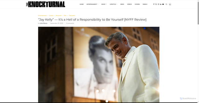 Security scan screenshot of https://theknockturnal.com/jay-kelly-its-a-hell-of-a-responsibility-to-be-yourself/