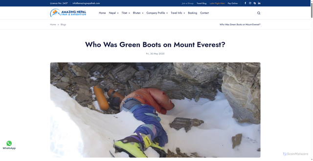 Security scan screenshot of https://www.amazingnepaltrek.com/blog/who-was-green-boots-on-mount-everest
