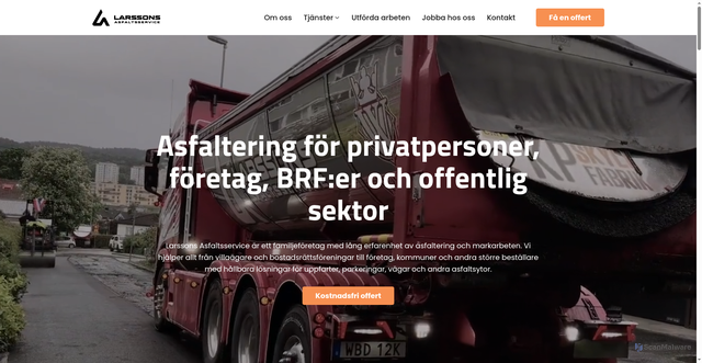 Security scan screenshot of https://larssonsasfalt.se