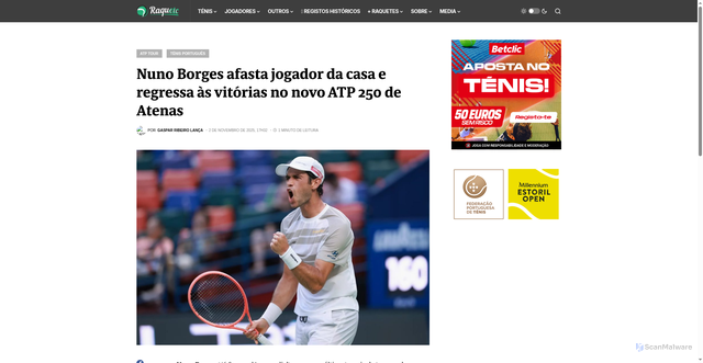 Security scan screenshot of https://www.raquetc.com/2025/11/02/nuno-borges-afasta-jogador-da-casa-e-regressa-as-vitorias-no-novo-atp-250-de-atenas/
