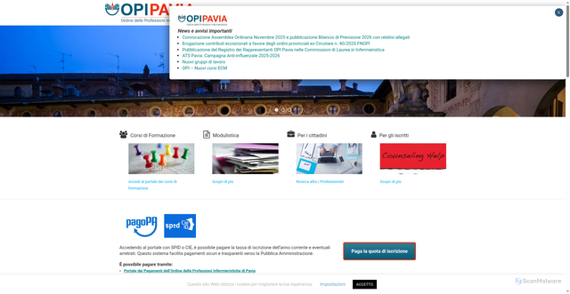 Security scan screenshot of https://www.opipavia.it/