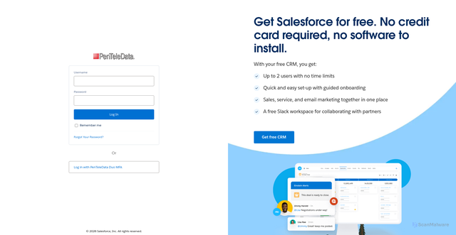 Security scan screenshot of https://penteledata.lightning.force.com