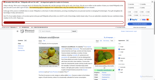 Security scan screenshot of https://wikipedia.org/wiki/Solanum_sessiliflorum