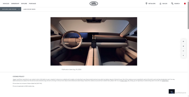 Security scan screenshot of https://www.landroverbahrain.com/en/explore/news/67-architectural-drama-jaguar-reveals-type-01-interior