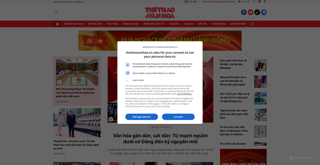 Security scan screenshot of https://thethaovanhoa.vn