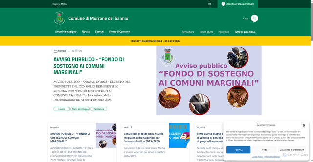 Security scan screenshot of https://comune.morronedelsannio.cb.it/