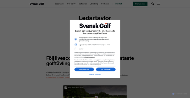 Security scan screenshot of https://www.svenskgolf.se/folj-de-senaste-resultaten-har/?utm_source=newsletter&utm_medium=email&utm_campaign=Tournytt_v43_2026&dt_id=fcd58f97-538d-4232-8bec-ce92f0c0cceb