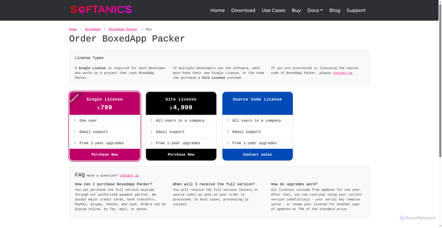 Security scan screenshot of http://boxedapp.com/boxedapppacker/order.html