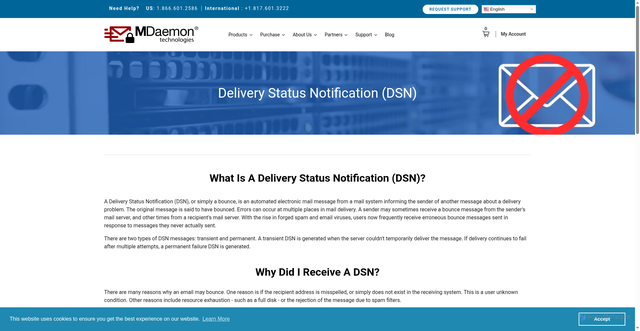 Security scan screenshot of https://mdaemon.com/dsn