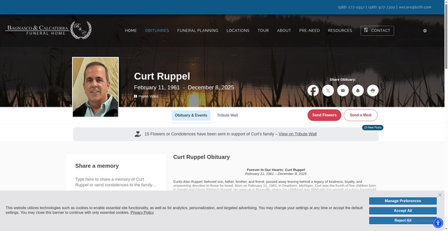 Security scan screenshot of https://www.bcfh.com/obituaries/Curt-Ruppel?obId=46597462