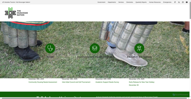 Security scan screenshot of https://www.muscogeenation.com/