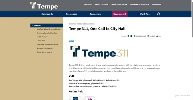 Security scan screenshot of https://www.tempe.gov/i-want-to/contact-the-city