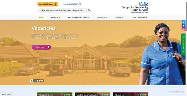Security scan screenshot of http://www.dchs.nhs.uk