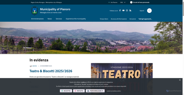 Security scan screenshot of https://www.comune.pianoro.bo.it/it-it/home