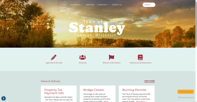 Security scan screenshot of https://townofstanley-wi.gov/