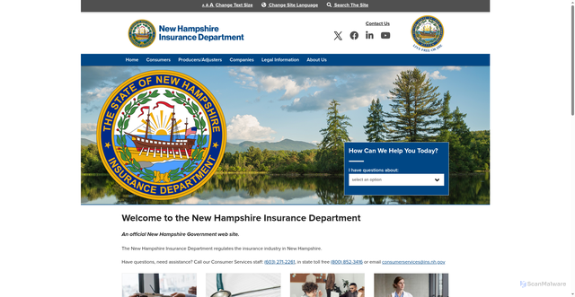 Security scan screenshot of https://www.insurance.nh.gov/