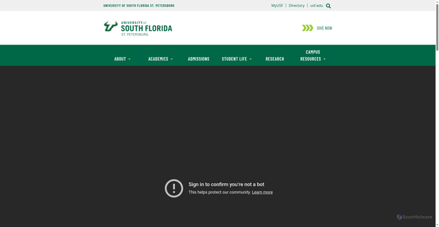 Security scan screenshot of https://www.stpetersburg.usf.edu/