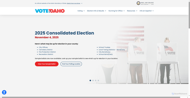 Security scan screenshot of https://voteidaho.gov/